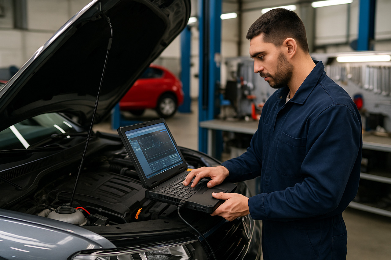 Diagnosis de coche en taller mecánico